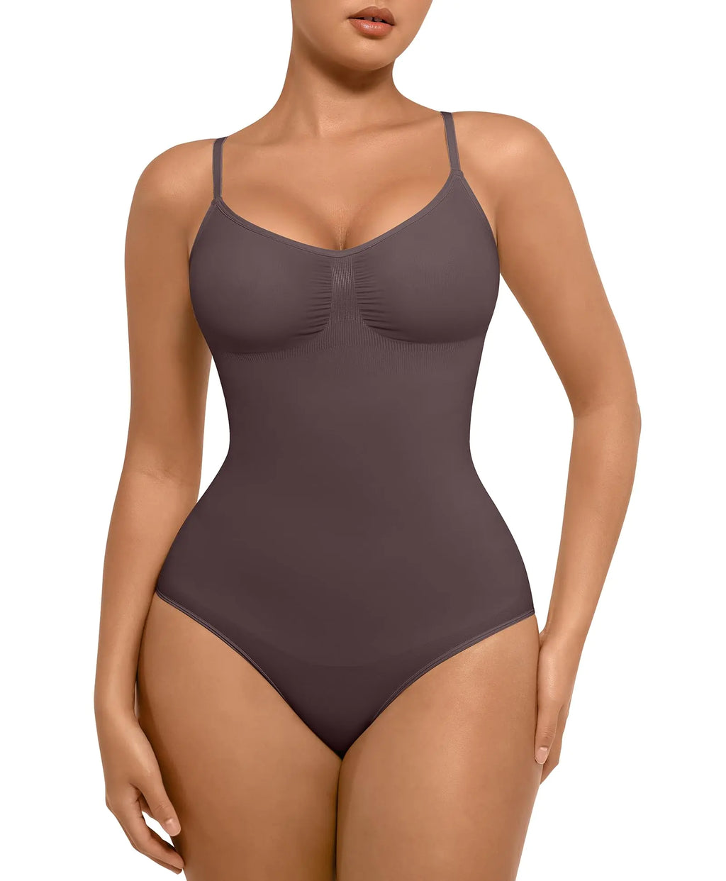 FeelinGirl Body Shper Tummy Control Shapewear Bodysuits Seamless Shapewear Brief for Women Chocolate M-L