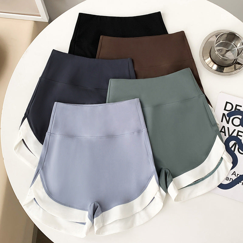 Summer High Waist Contrast Shark Pants Tight Hip Yoga Pants Three-point Sports Shorts Three-point Stitching Safety