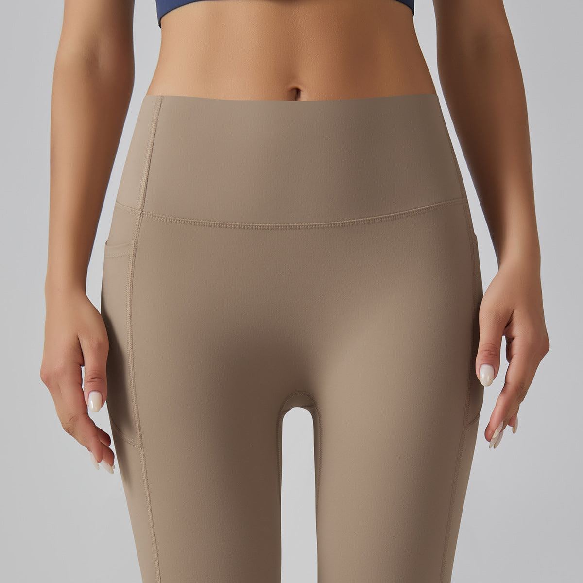High Waist Nude Yoga Pants Women's Seamless Quick-drying Tight Pocket Running Brushed Fitness Pants Hip Lifting Sports Yoga Clothes