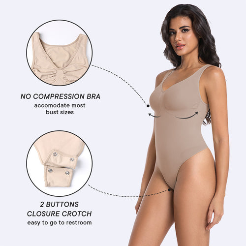 All-In-One Seamless Bodysuit, Tummy Control Shapewear, Seamless Butt-Lifting Thong Shapewear