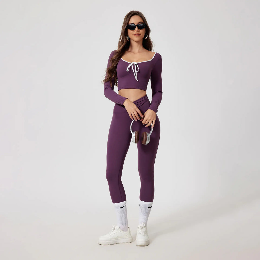 Round-neck High Waist Quick-drying Long Sleeve Yoga Wear Suit